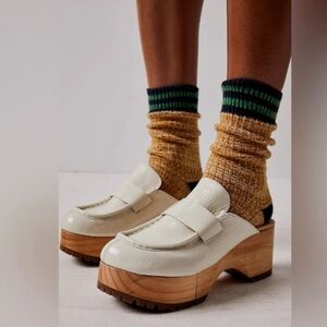 Free People Cream Platform Mules